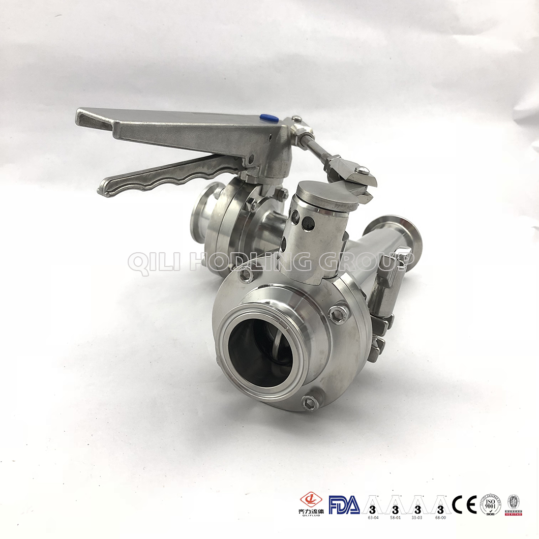Sanitary Tee with 3A Standard Butterfly Valves with SS Handle